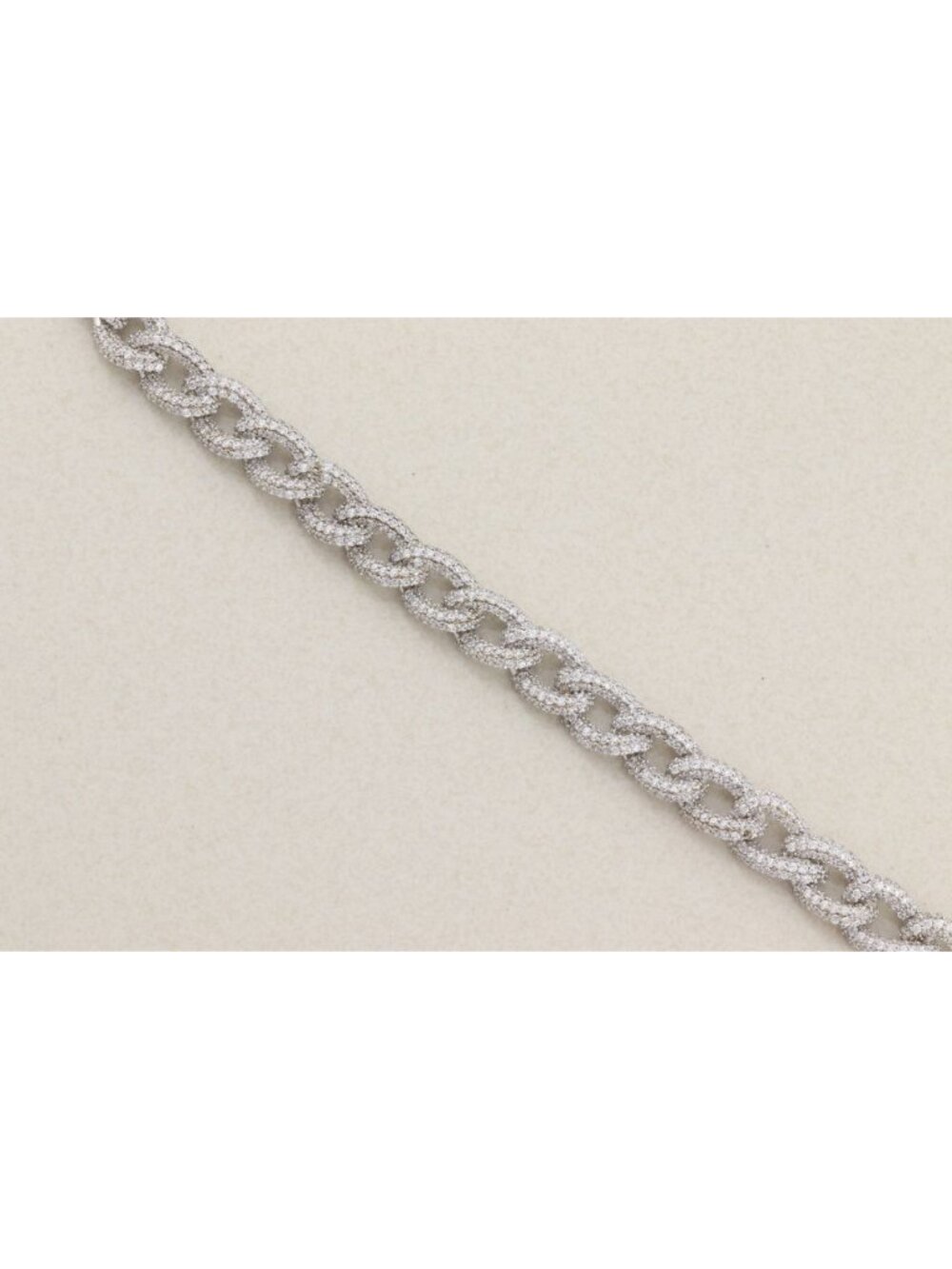 Sterling Silver CZ Cubic Zirconia Curb Link Chain Bracelet 7 1/2" inch - Picture 7 of 8